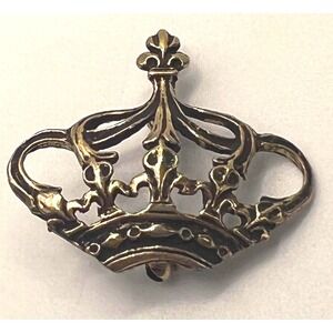 Vintage Dotty Smith Ornate Crown Brooch Gold Tone‎ Signed 1.25"